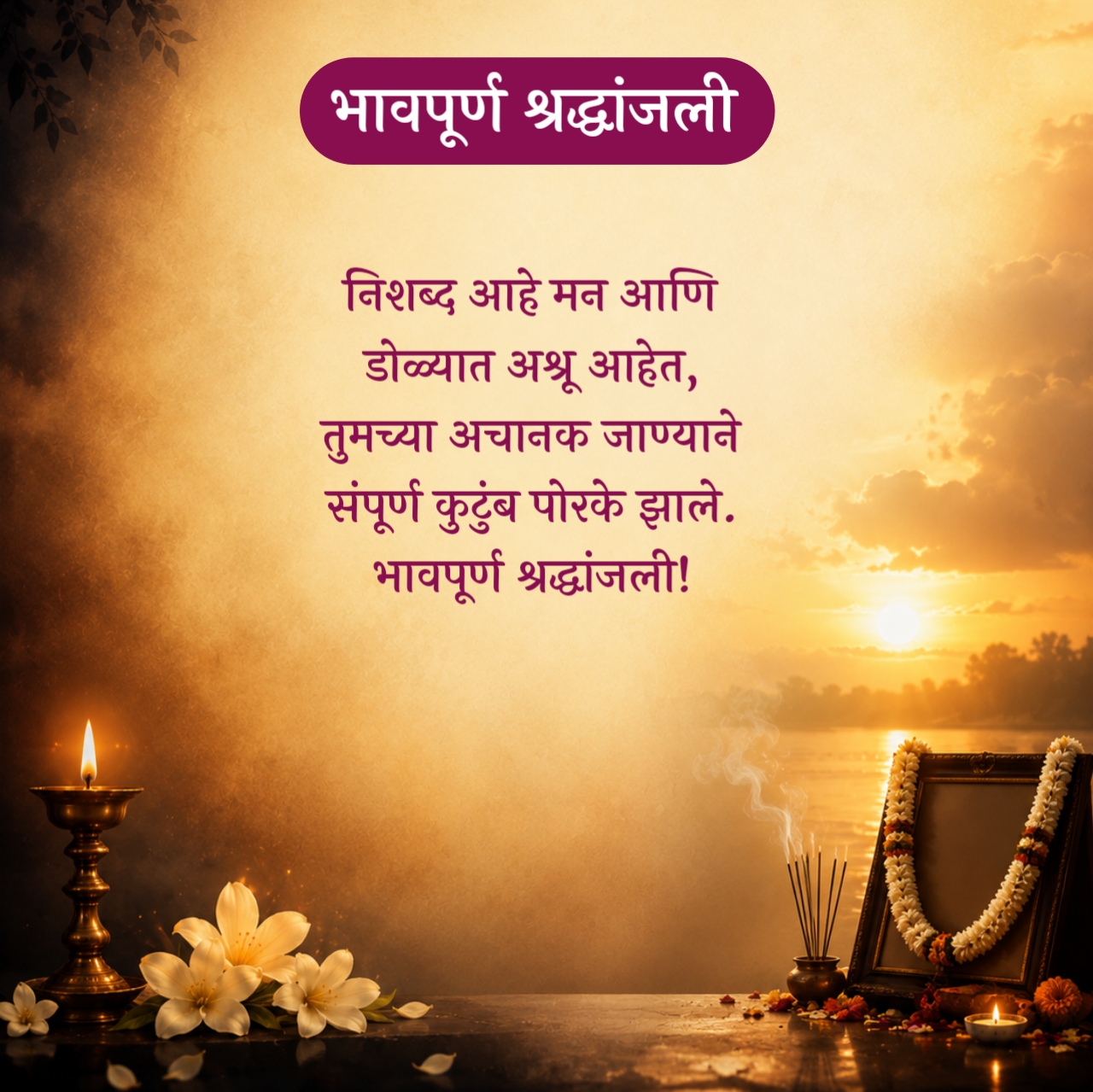 Bhavpurna Shradhanjali in Marathi – भावपूर्ण श्रद्धांजली संदेश मराठी