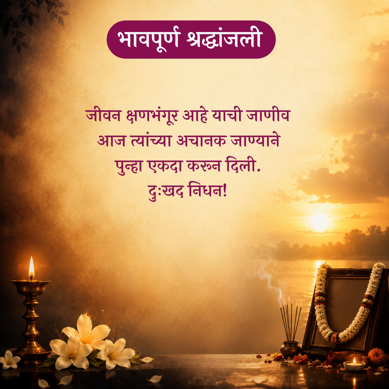 Dukhad Nidhan Message in Marathi