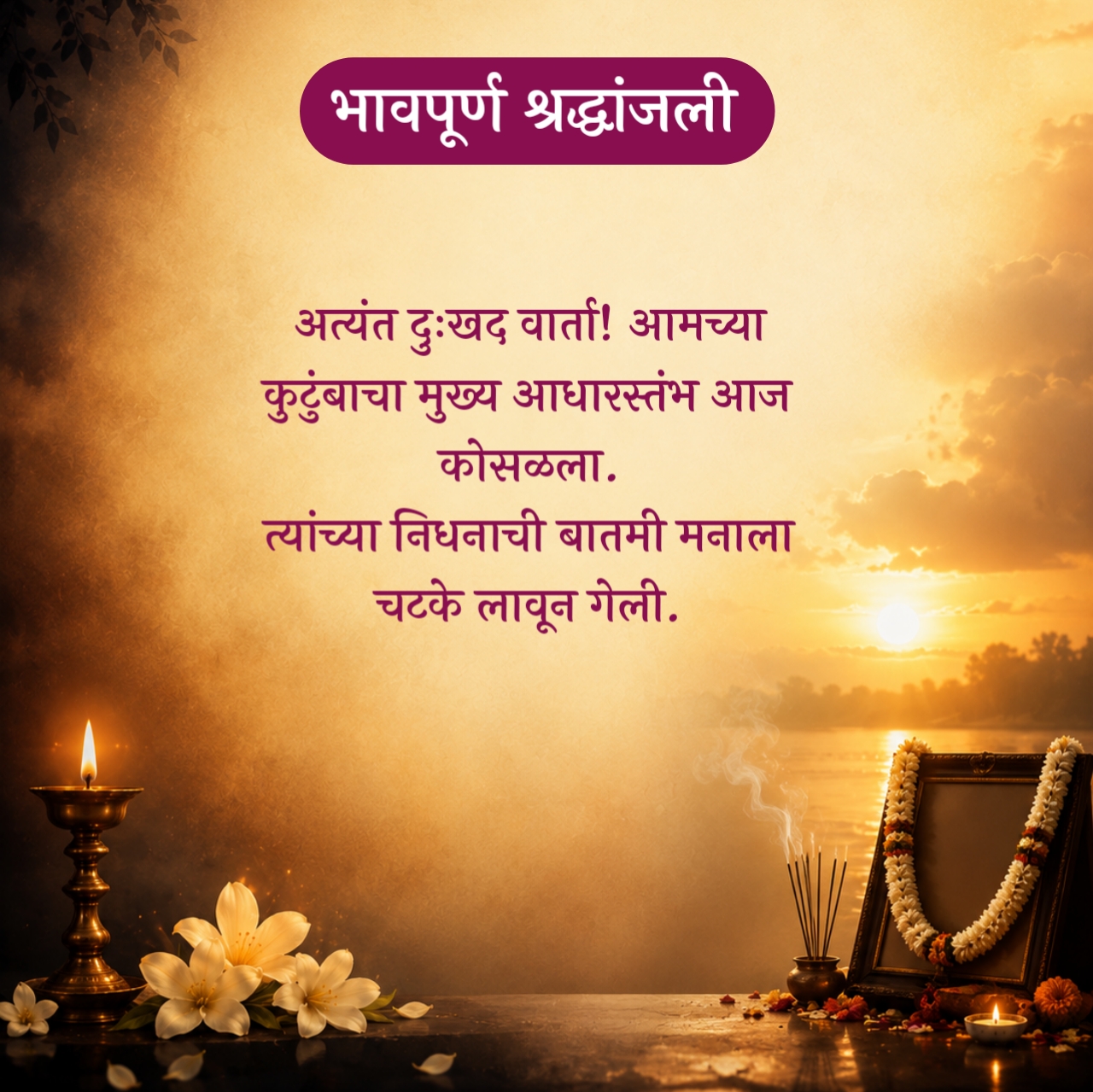 Dukhad Nidhan Message in Marathi