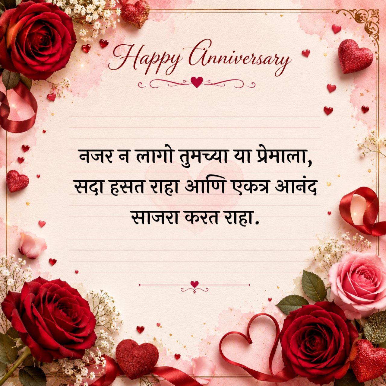 Lovely Couple Marriage Anniversary Wishes in Marathi
