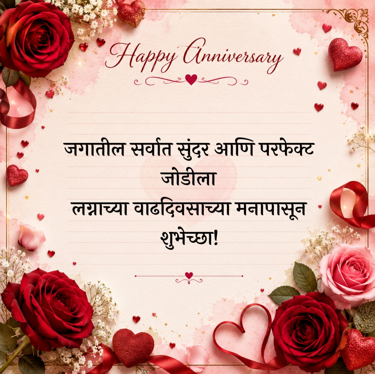 Lovely Couple Marriage Anniversary Wishes in Marathi