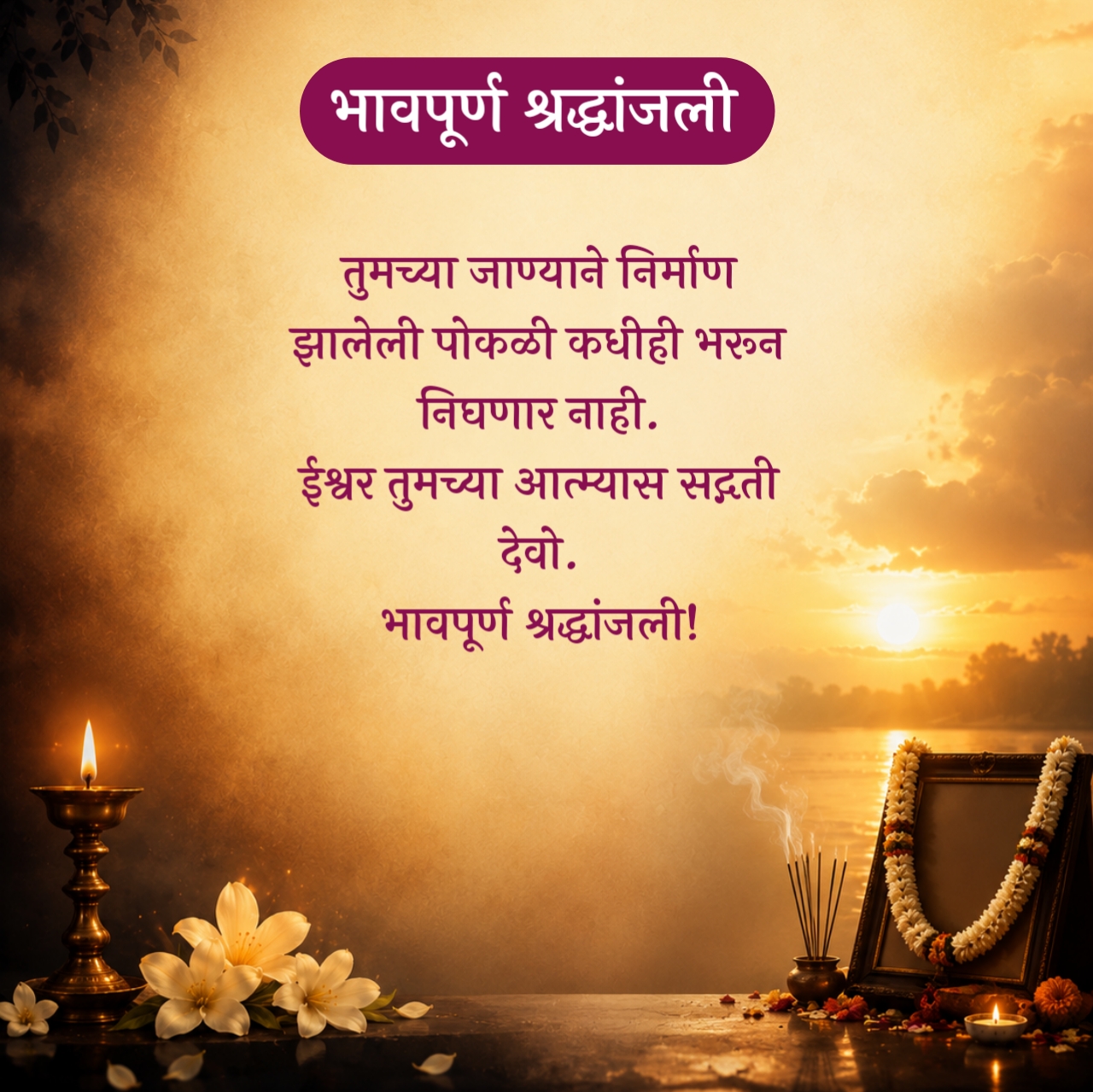 Bhavpurna Shradhanjali in Marathi – भावपूर्ण श्रद्धांजली संदेश मराठी